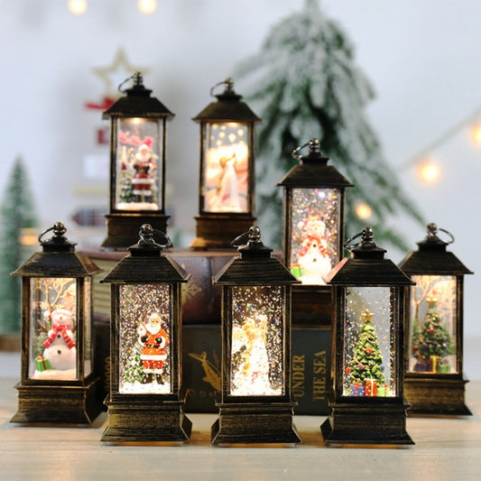 Christmas Candles Light Led Snow Deer Lantern Light Vintage Castle Santa Snowman Hanging Lantern Lamp New Year Party Decoration