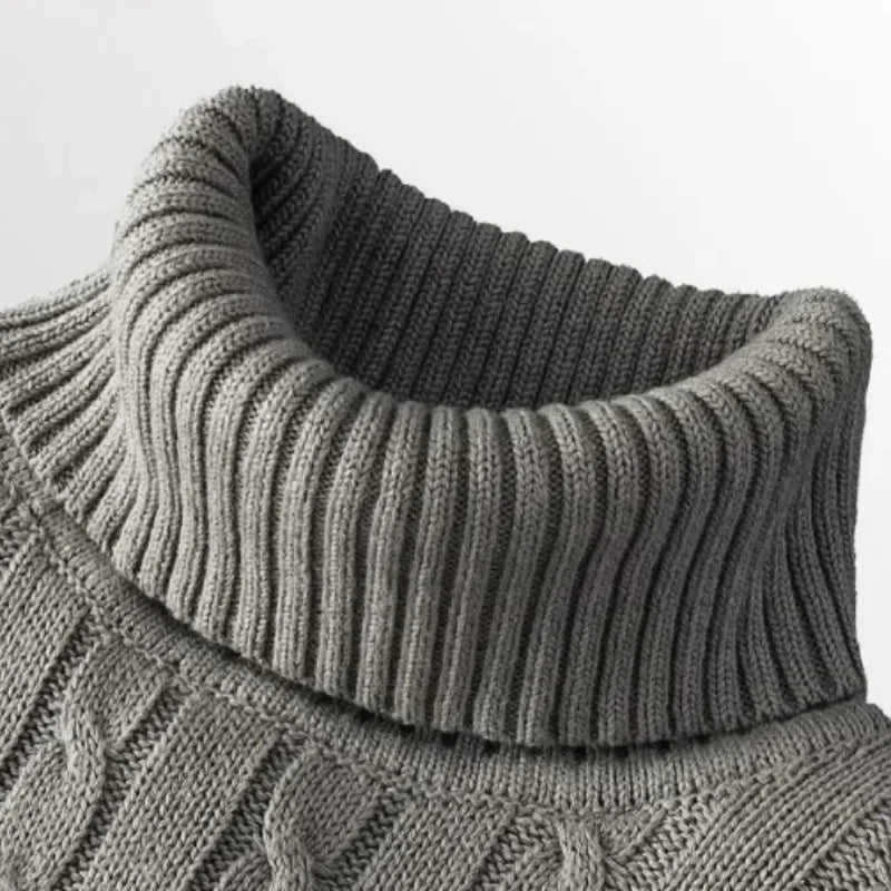 Men's High Neck Sweater Solid Color Pullover Knitted Warm Casual Turtleneck  Mens  Knitted Sweater