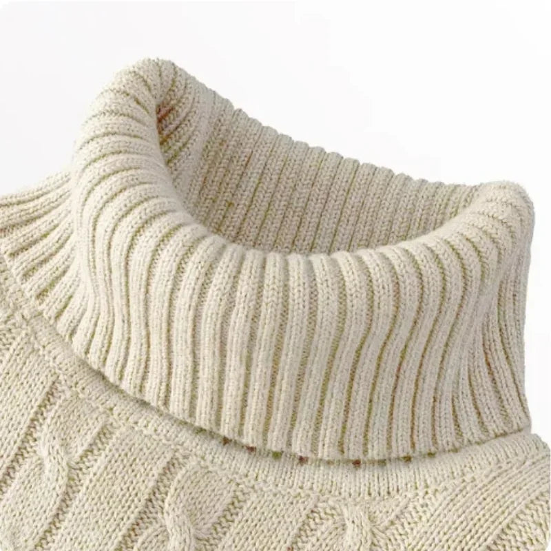 Men's High Neck Sweater Solid Color Pullover Knitted Warm Casual Turtleneck  Mens  Knitted Sweater